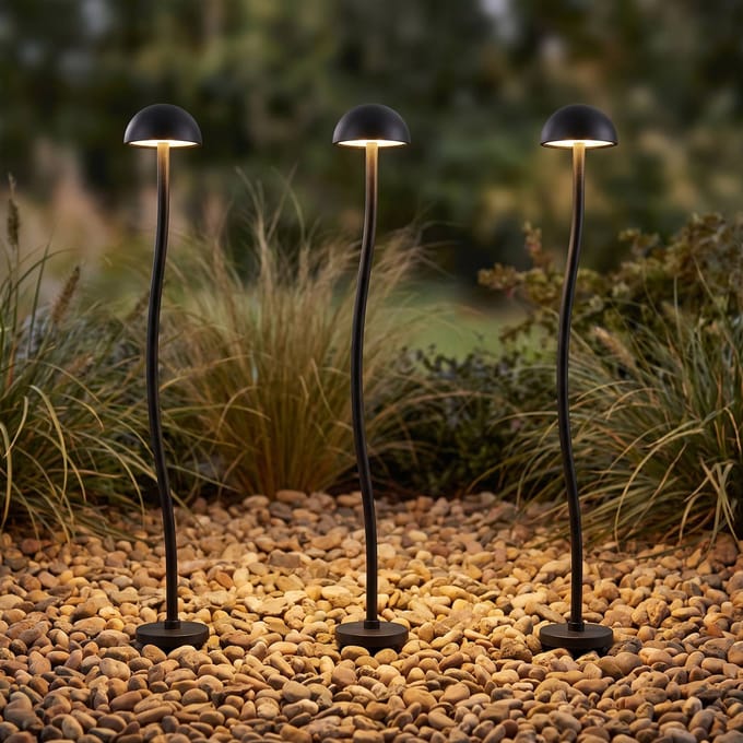 Lindby LED grondspies lamp Soremi, zwart, set van 3, IP44