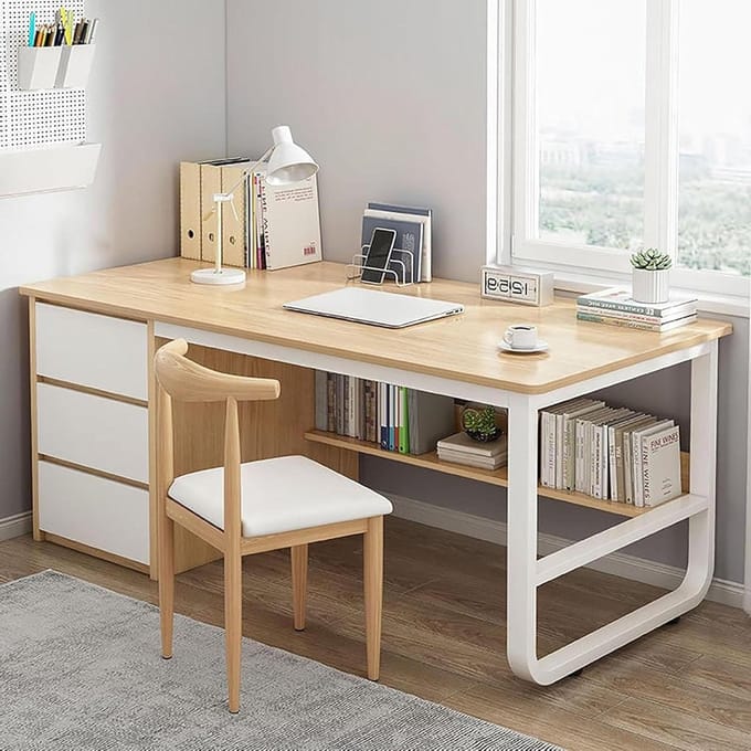 Computerbureau met lade - Schrijftafel werkplek - Thuiswerken kantoor - Extra opbergruimte - 120x50cm - Bruin