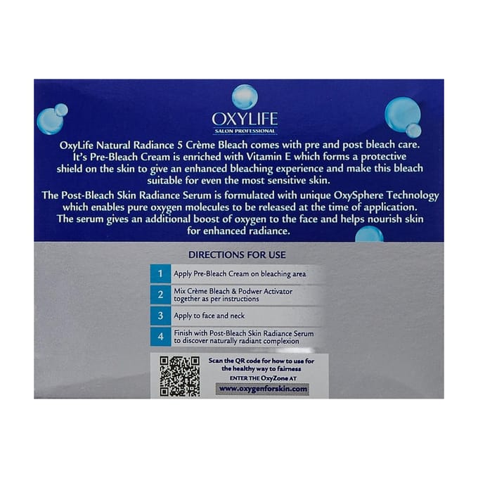 Oxylife Éclat Naturel 5 Crème Décolorante à l'Oxygène Actif, Éclaircissement des Poils du Visage, 126g blue
