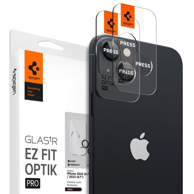 Spigen GlasTR EZ Fit Optik Pro - Camera Lens Protector Geschikt voor Apple iPhone 15 / iPhone 15 Plus - met Installatieframe - Duo Pack - Zwart