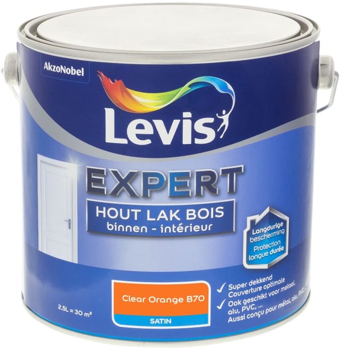 Levis - Expert Hout Lak Binnen Satin Mix - Clear Orange B70 - Mengverf - 2,5 L