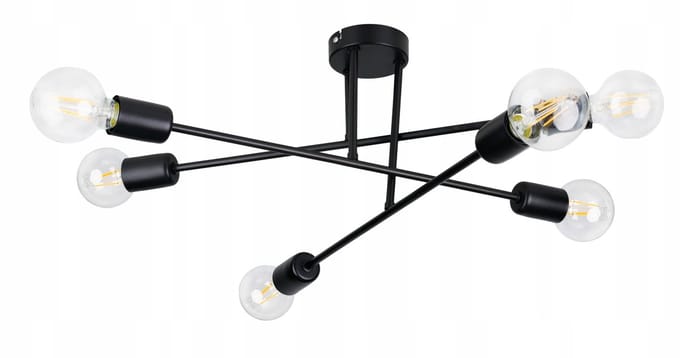 Loft Hanglamp Zwart 6xE27 Edison Stijl