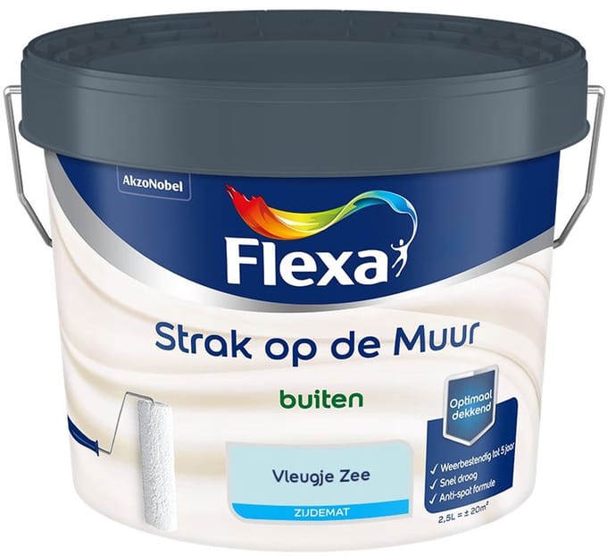 Flexa - Strak Op De Muur Buiten Zijdemat - Vleugje Zee - Mengverf - 2,5 L