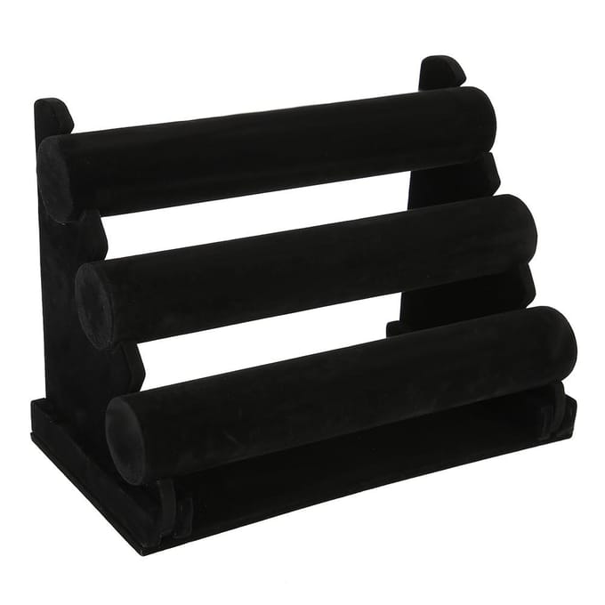 Drie laags Horloge Display Opbergrek Organizer Armband Sieraden Standaard Houder black