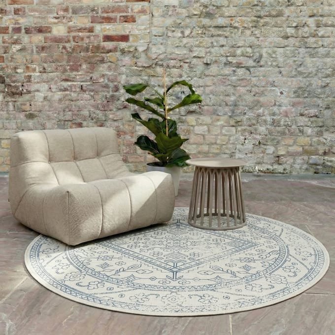Rond buitenkleed Nova blauw - Interieur05 - Rond 200 Ø - (L)