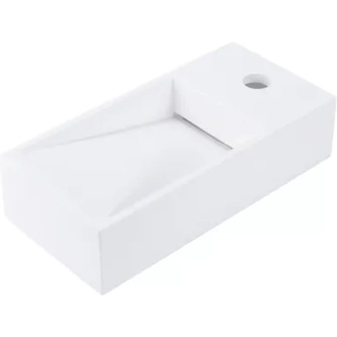Aquavive Wasbak Rino Solid Surface - Rechthoek - Wit - 38x18x9cm