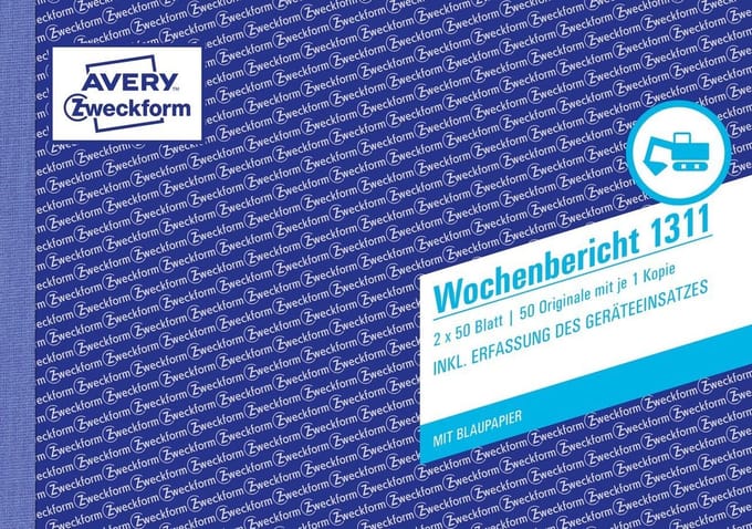Avery-Zweckform Formulier wekelijks rapport 1311 DIN A5 liggend Aantal paginas: 100