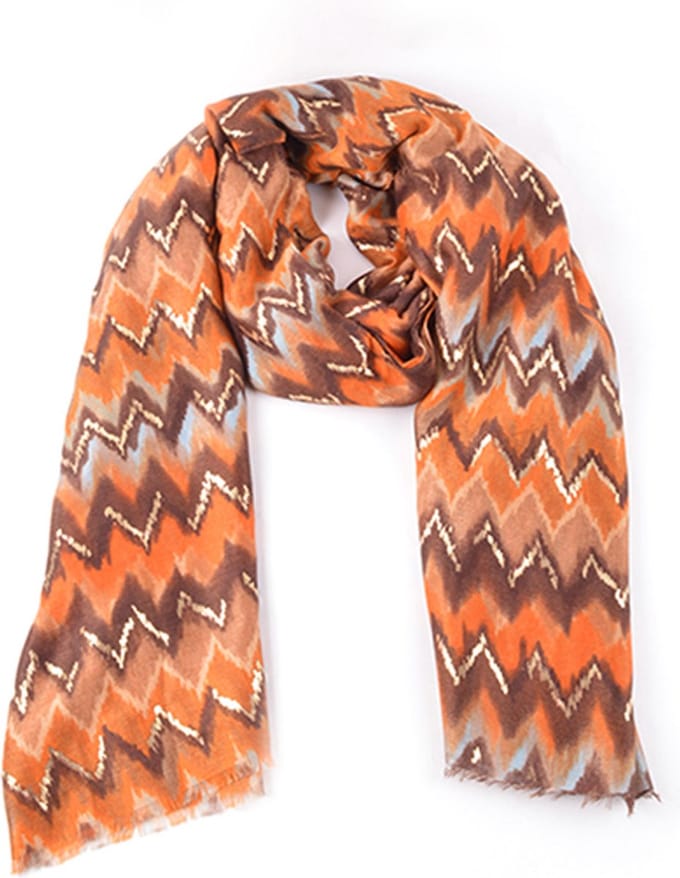 Giuliano '' in between season'' Zig Zag print - Oranje- Dames - Sjaal