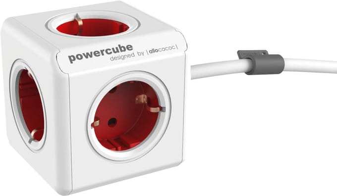 Tafelstopcontact PowerCube 5-voudig Rood 1,5m