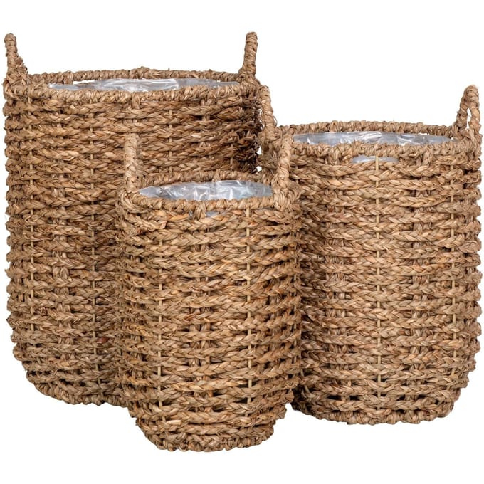 Hue Planter - Planter, seagrass, round, natural, set of 3