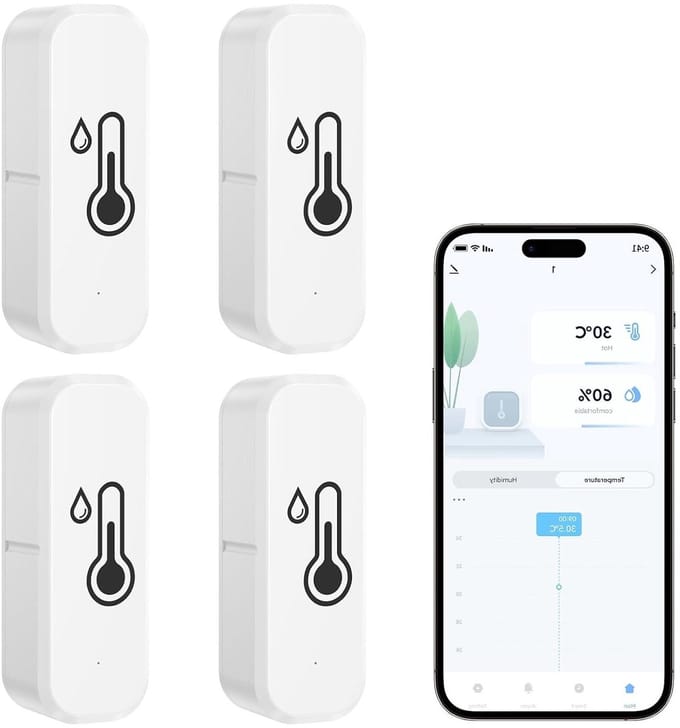 Slimme Binnenthermometer - Hygrometer Sensor - Klimaat Bewaken - App & Spraakbediening - 4 Stuks - Wit