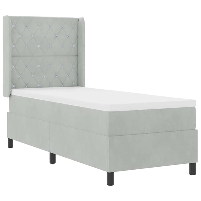 vidaXL - Boxspring - bed - met - matras - met - LED - Lichtgrijs - 80 - x - 200 - cm - Fluweel