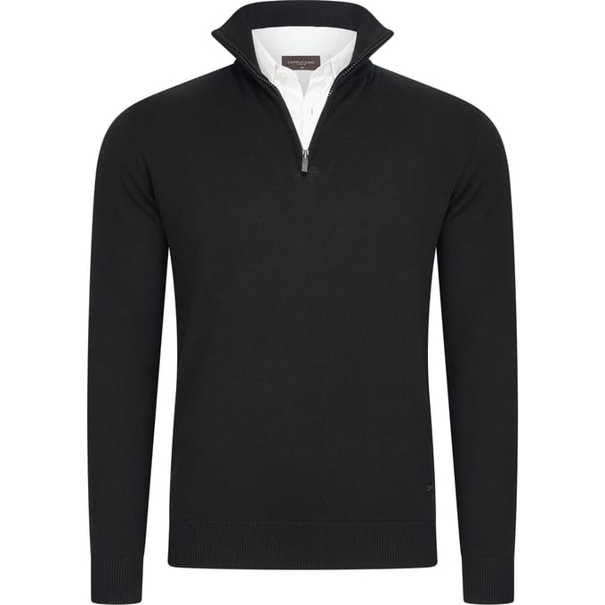 Cappuccino Italia - Heren Trui Pullover Zip Mock - Zwart - Maat L