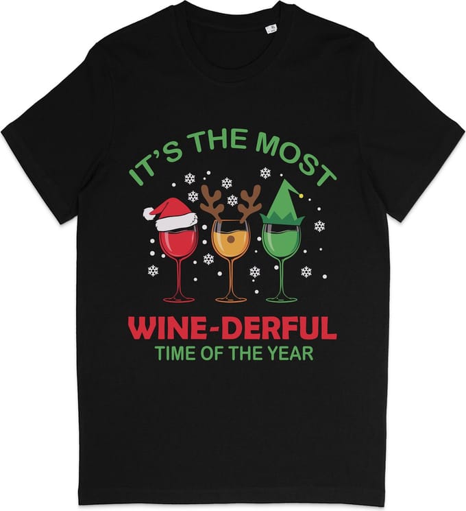 Dames en Heren T Shirt Kerstmis  - Zwart - Maat M