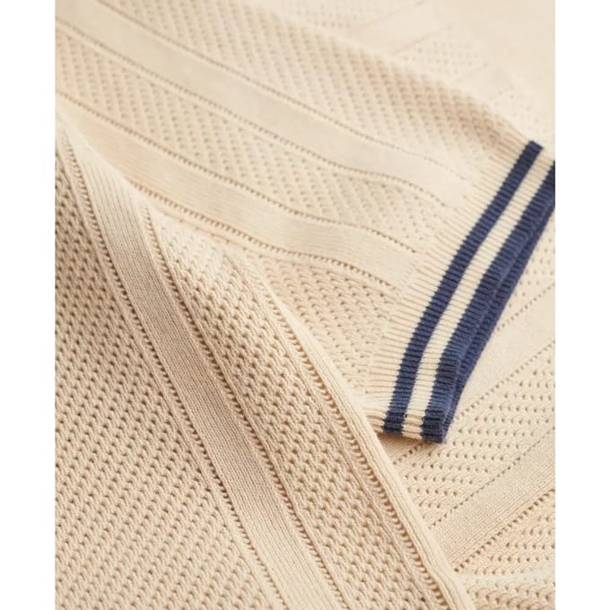 Superdry Knitted Texture Korte Mouw Poloshirt Beige 3XL Man