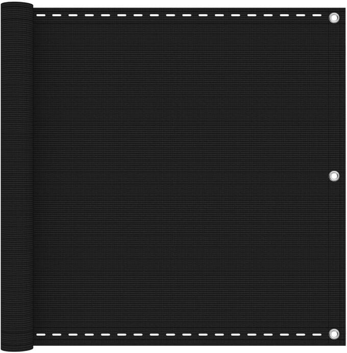 vidaXL - Balkonscherm - Zwart - 75 - x - 700 - cm - HDPE - en - Aluminium