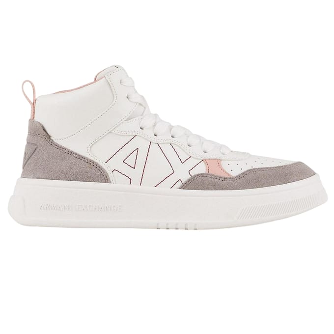 Armani Exchange Dames/Dames Kleurblok High Top Trainers (Wit/Roze)