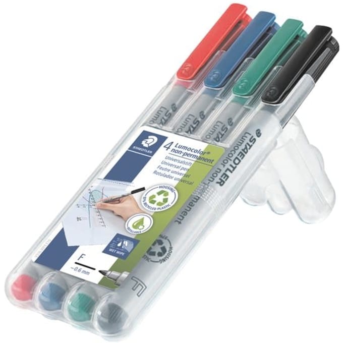 Viltstift Staedtler Lumocolor 316 non permanent F set à 4 stuks assorti