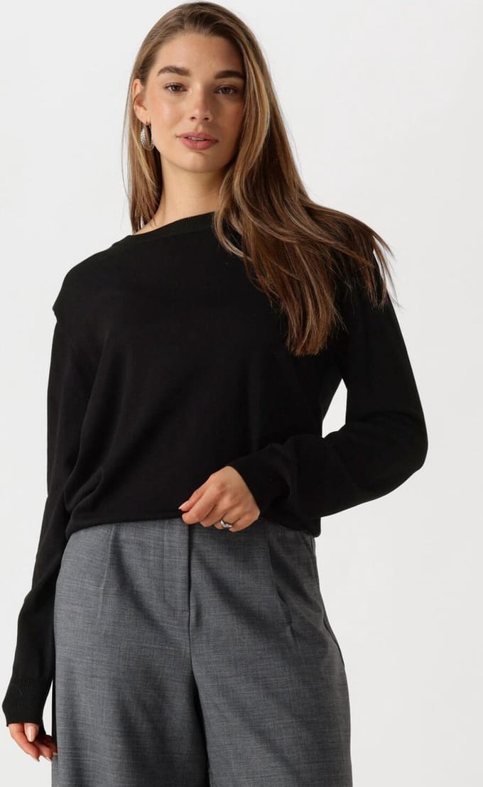 Minus Msmekira Solid Knit Pullover Truien & vesten Dames - Sweater - Hoodie - Vest- Zwart - Maat S