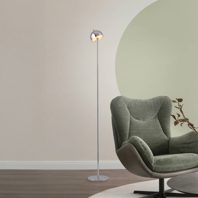 Schöner Wohnen LED vloerlamp op accu Bellis chroom, IP54 3.000K