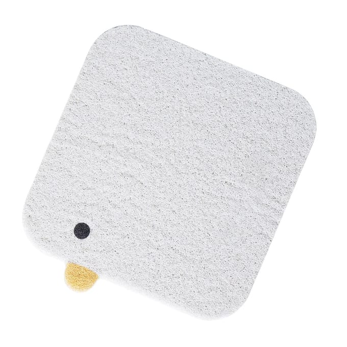 Tapis Litière Chat Anti-Glisse Forme Poussin Mignon Tapis Piège à Litière pour Chat Chaton white