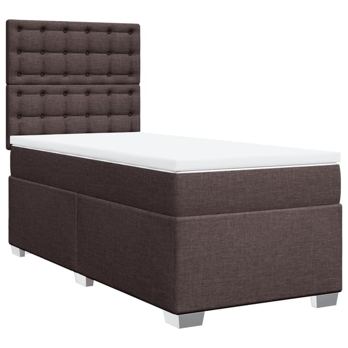 vidaXL - Boxspring - met - matras - stof - donkerbruin - 100x200 - cm