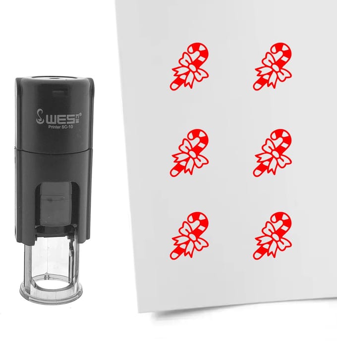 CombiCraft Stempel kerststok 10mm rond rode inkt - per 1 stuk