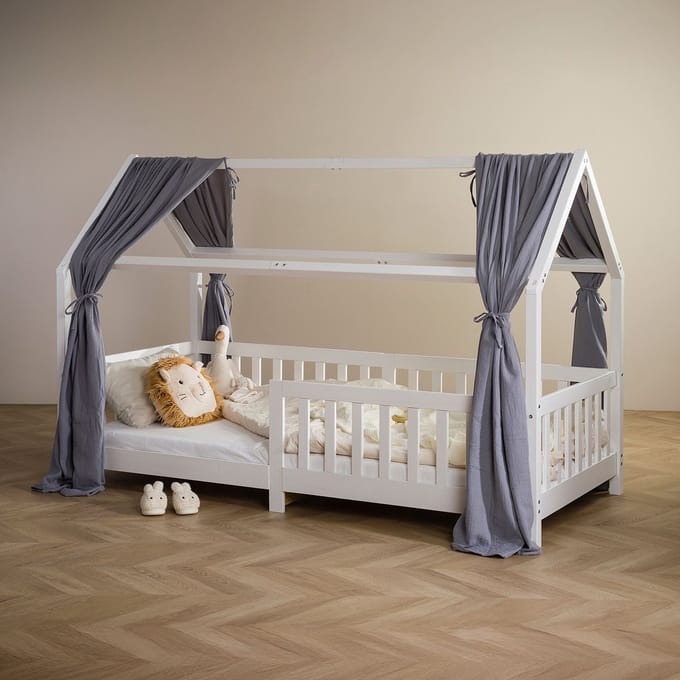 Mousseline-hemel voor het kinderbedje NENA, set van 2 – grijs