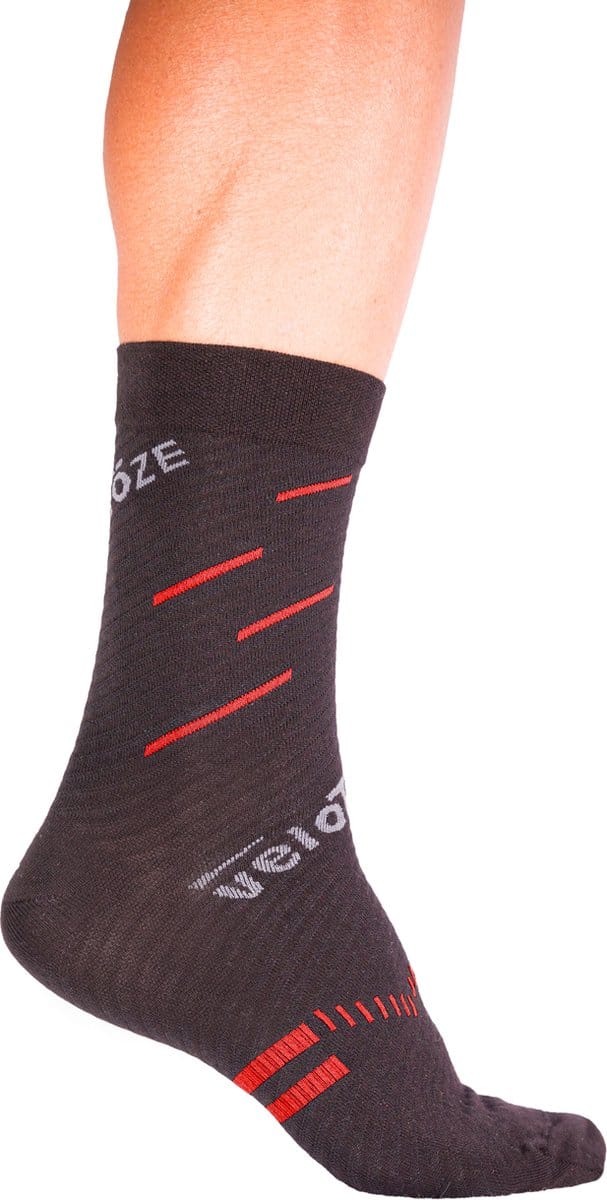 veloToze Cycling Sock - Active Compression Black/Red -  Small/Medium - Sokken