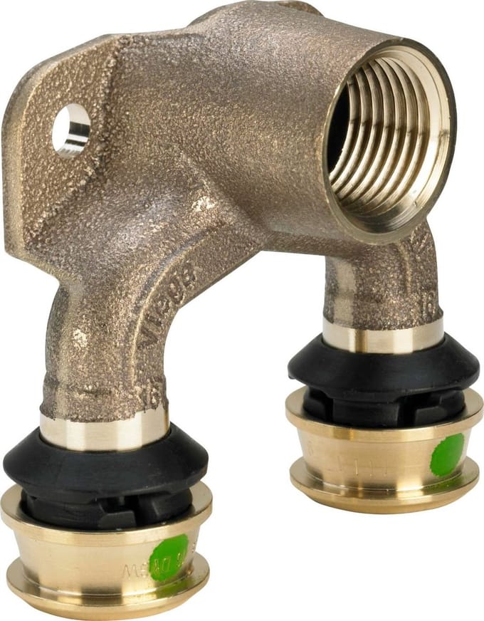 Viega Raxofix dubbele wandplaat, d1 20, Rp 1/2, d2 16 siliciumbrons, rubber Model 5325.7, 645953