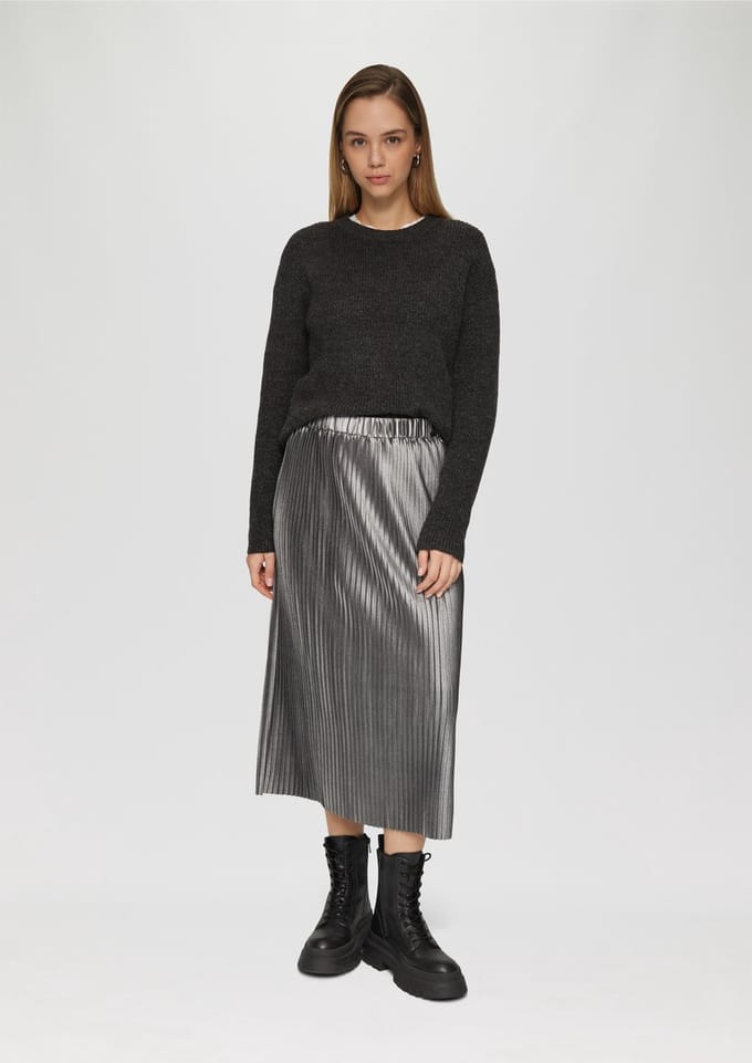 QS - female - Geplooide midirok met metallic effect