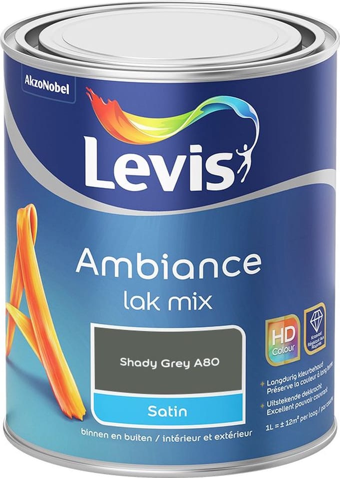 Levis - Ambiance Lak Satin Mix - Shady Grey A80 - Mengverf - 1 L