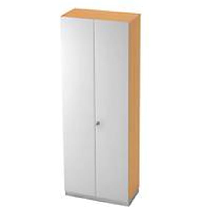 Garderobekast, 2 bladen, B 800 x D 420 mm, beukenpatroon/zilver