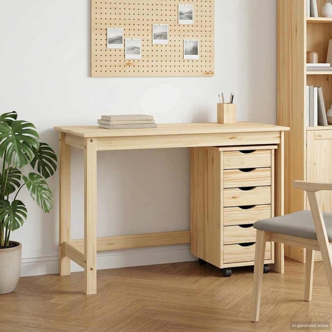 vidaXL - Bureau - en - rolkast - set - MOSS - 2 - st - Bruin