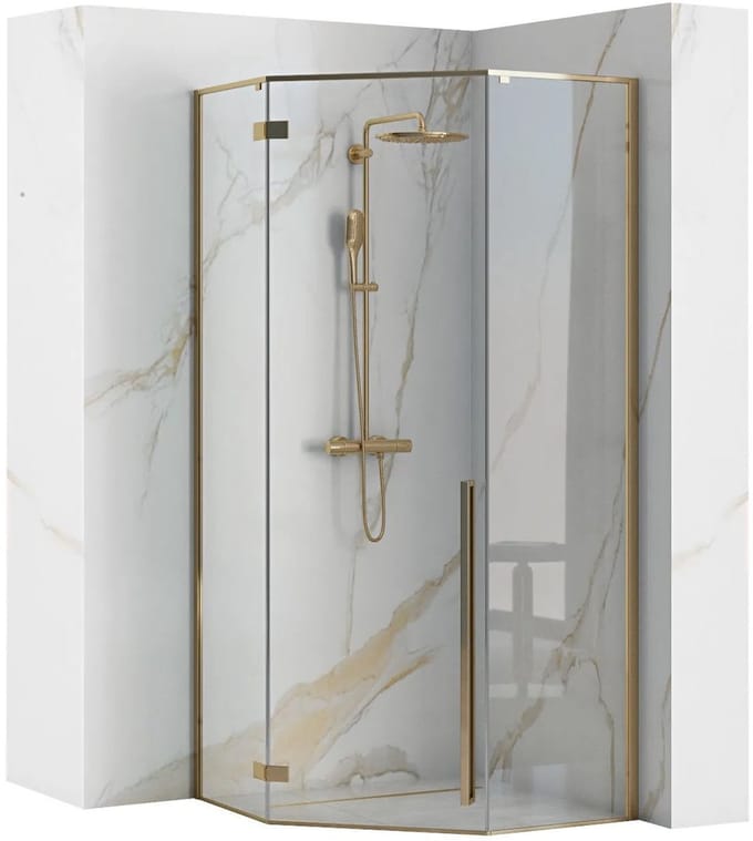 Rea Diamond - Douchecabine - Gouden - 90X90 Vierkant - 90,5X90,5X195Cm