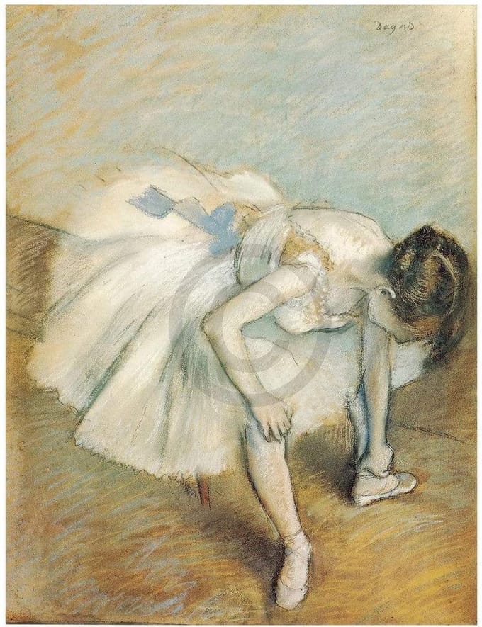 Kunstdruk Edgar Degas - Danseuse nouant son brodequin 24x30cm