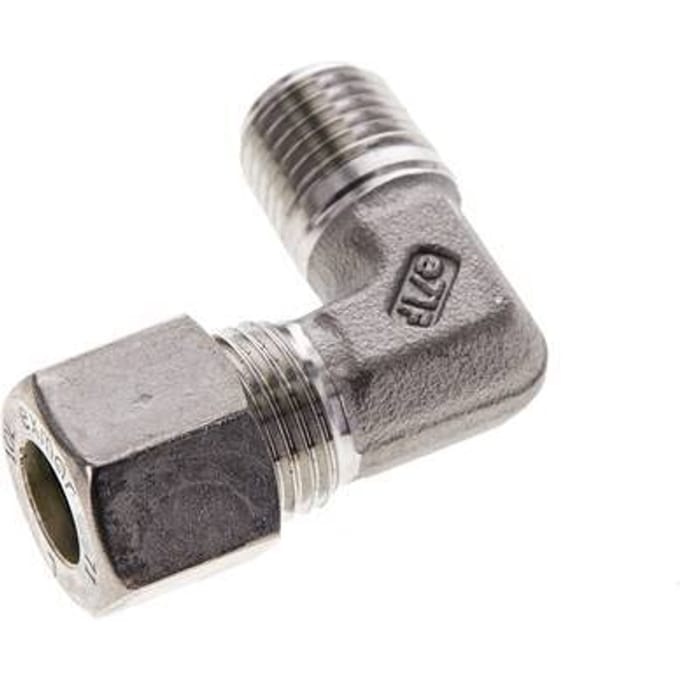 10L & M14x1.5 (con) RVS L-Vorm Knelfitting Buitendraad 315bar ISO 8434-1