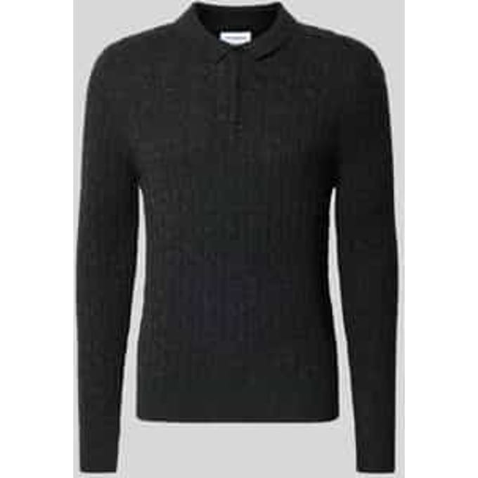 Gebreide pullover van linnenmix met polokraag