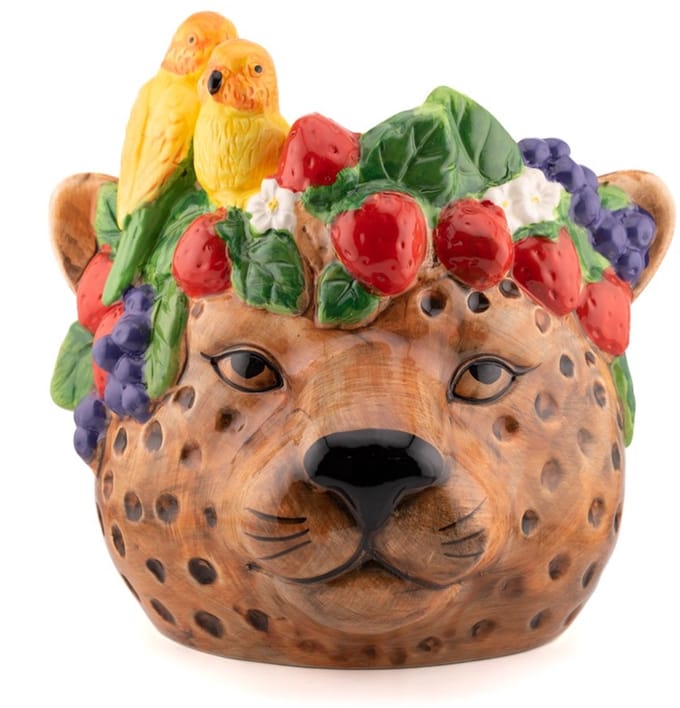 Aardewerk bloopot Tropical leopard L
