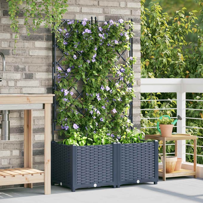 vidaXL - Plantenbak - 2 - st - Grijs - 80 - x - 40 - x - 143 - cm - PP