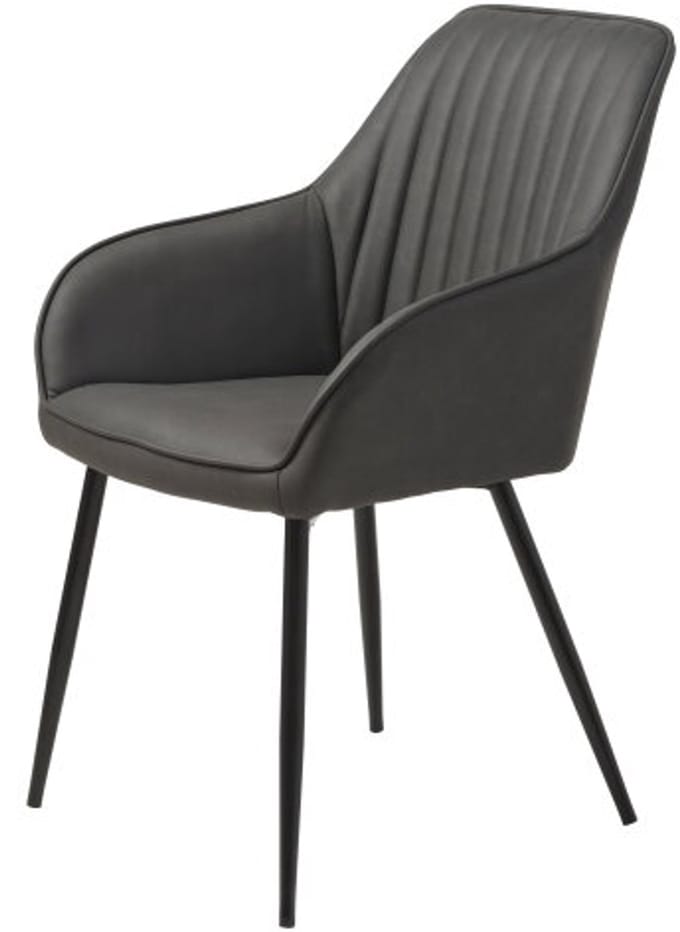 Eetkamerstoel Nolan stribe PU-leer - Donkergrijs - eetkamerstoelen set van 2