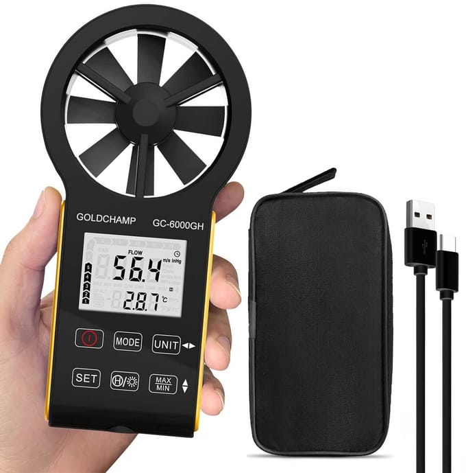 Oplaadbare Digitale Anemometer met Touchscreen voor Windsnelheid en Luchtvolume