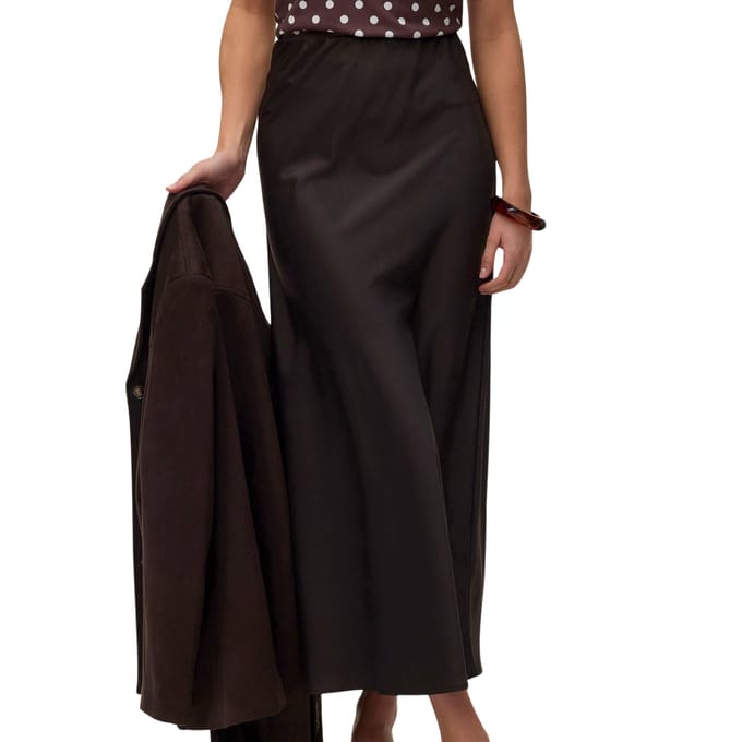 Uitlopende maxi-rok met elastische band model 'MERLE'