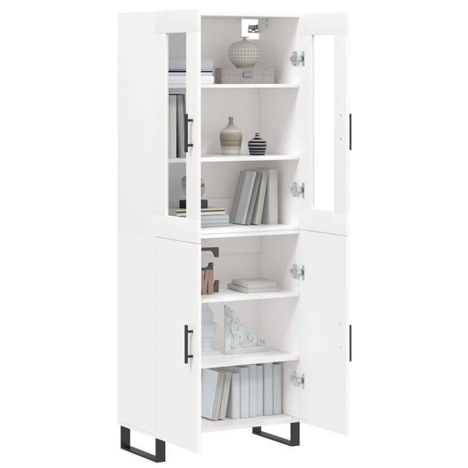 vidaXL - Hoge - kast - 69,5x34x180 - cm - bewerkt - hout - wit
