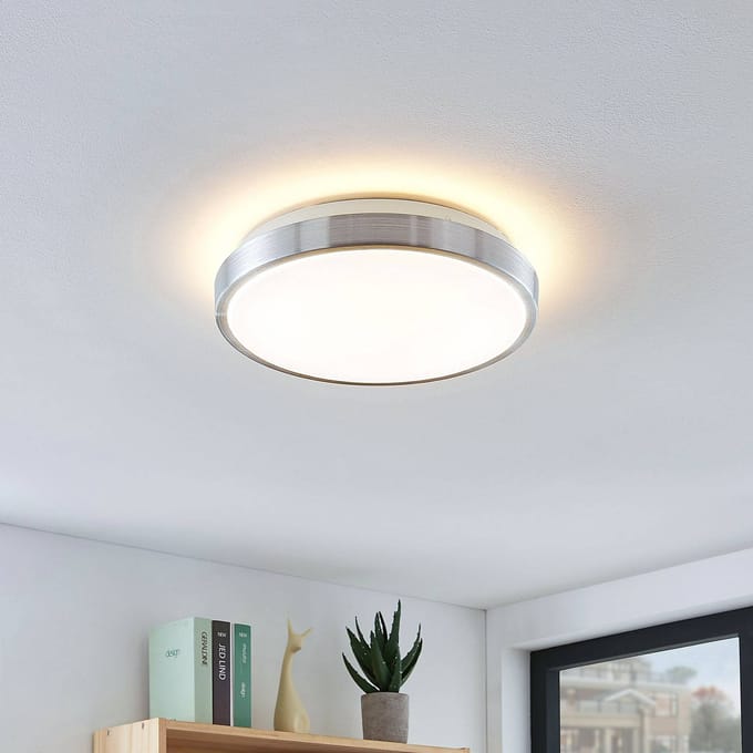 Lindby LED plafondlamp Emelie, Ø 27 cm, aluminiumkleurig, metaal