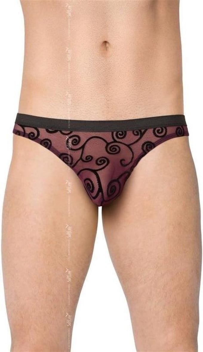 Softline Collection - sexy kanten herenslip zwart/ paars L