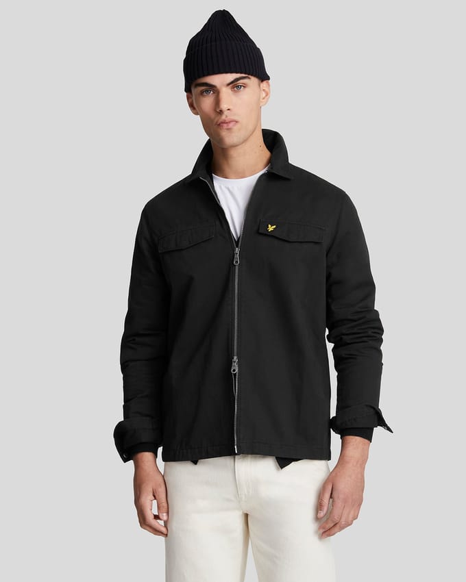 Jetzwart overshirtjack met Lyle & Scott-logo