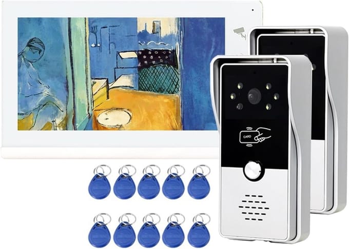Video Deurtelefoon Systeem - Intercom Systeem - Beveiliging Thuis - RFID Ontgrendeling - 7 Inch Scherm - Wit
