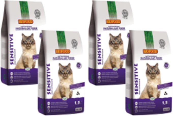 4x Biofood Premium Sensitive Coat/Stomach - Kattenvoeding - 1.5kg