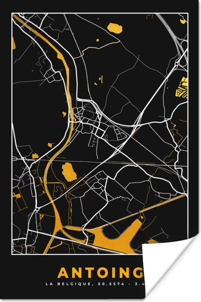 Poster Antoing - Goud - Kaart - Plattegrond - Stadskaart - 40x60 cm
